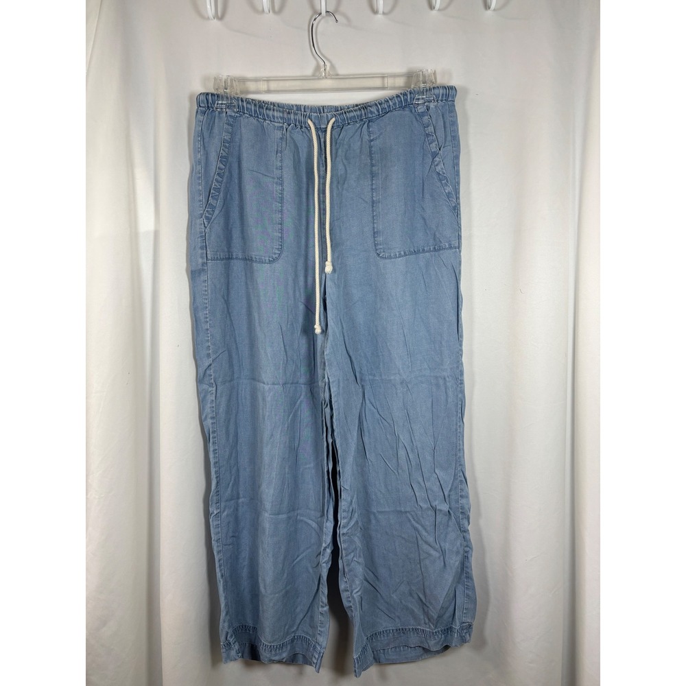 Zac & Rachel Blue Lyocell Wide Leg Drawstring Pants Large Light Wash Casual